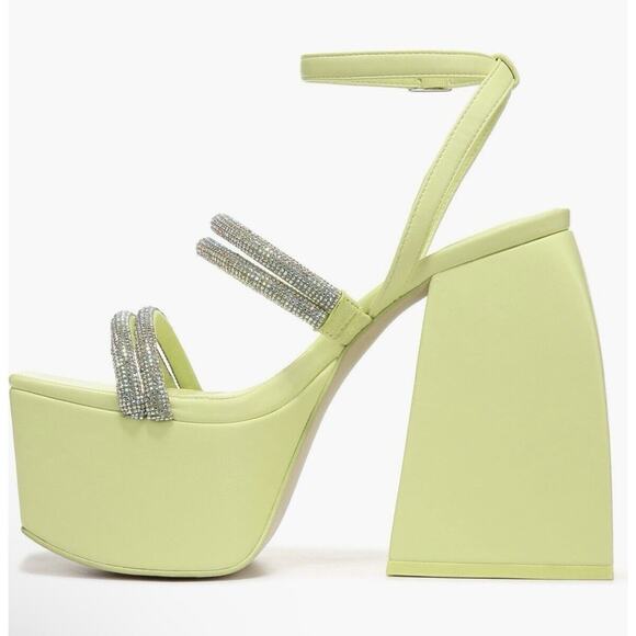 Circus NY by Sam Edelman Mila Jewel 8 M Lime Green Platform Sandals Crystals - Picture 2 of 5